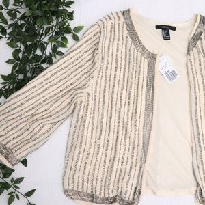 Forever 21 Cream and Silver Sequin Jacket